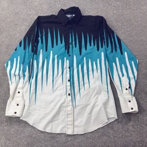 Brooks & Dunn Panhandle‎ Slim Shirt 16-35 Black Turquoise White Flame Graphic